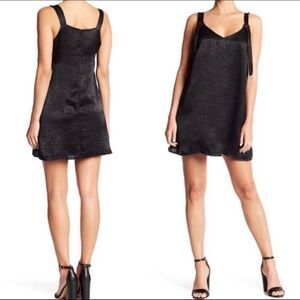 NORDSTROM HIATUS BLACK SATIN KNOT STRAP DRESS M